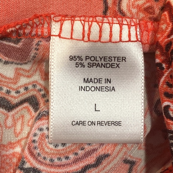 NY&C Red Orange Patterned Long Sleeve Blouse - LARGE - Picture 5 of 5